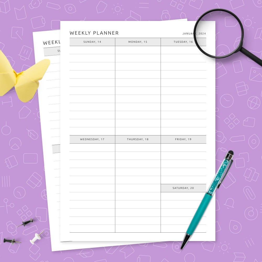Download Printable Formal One-Page Weekly Schedule Template
