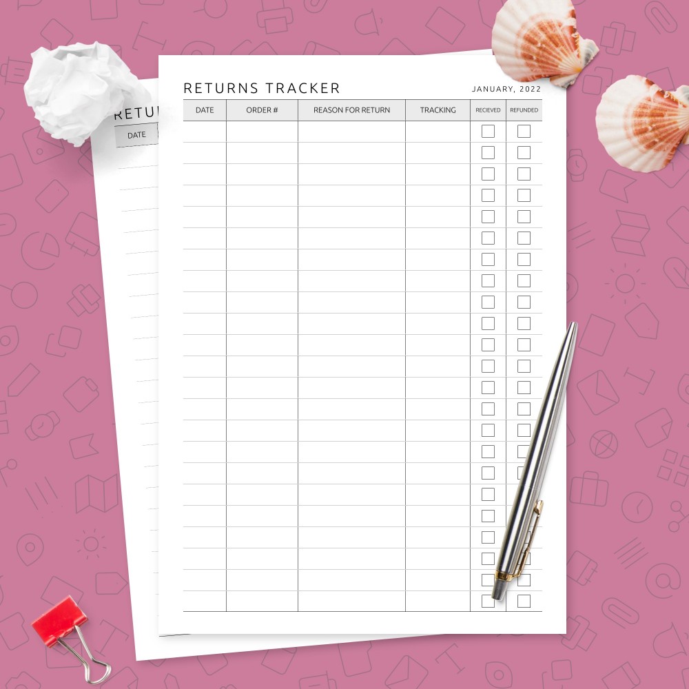 Download Printable Formal Returns Monthly Tracker Template Template