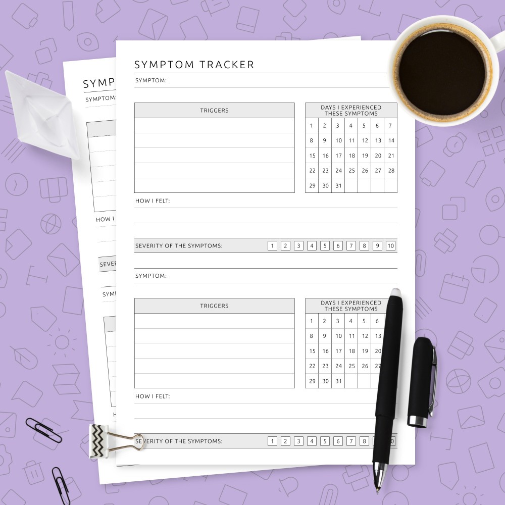 Formal Symptom Tracker Template Template Printable PDF