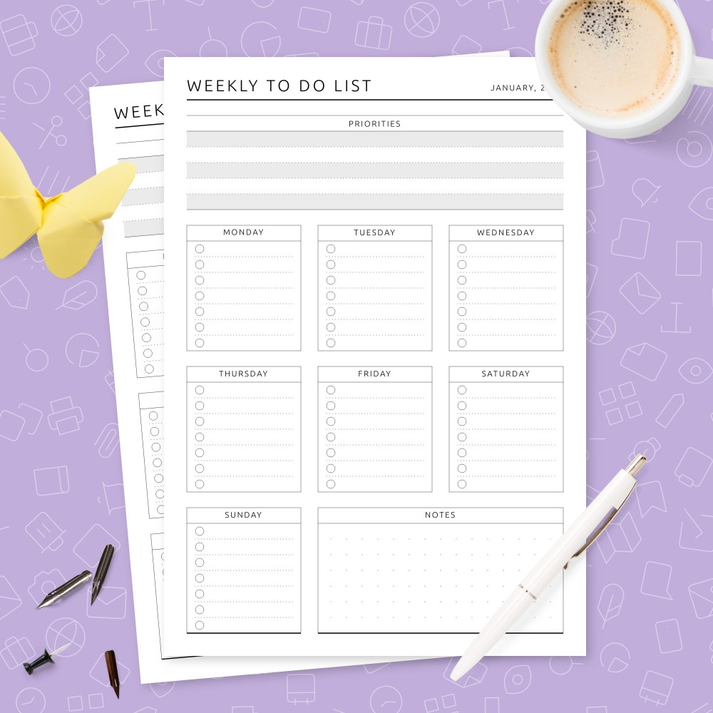 To Do List Printable Pocket Planner Inserts to Do Checklist 