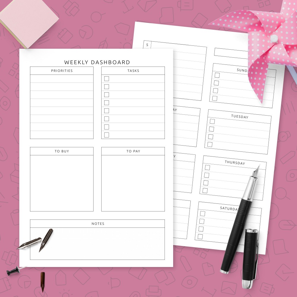 Download Printable Formal Weekly Organizer Template Template