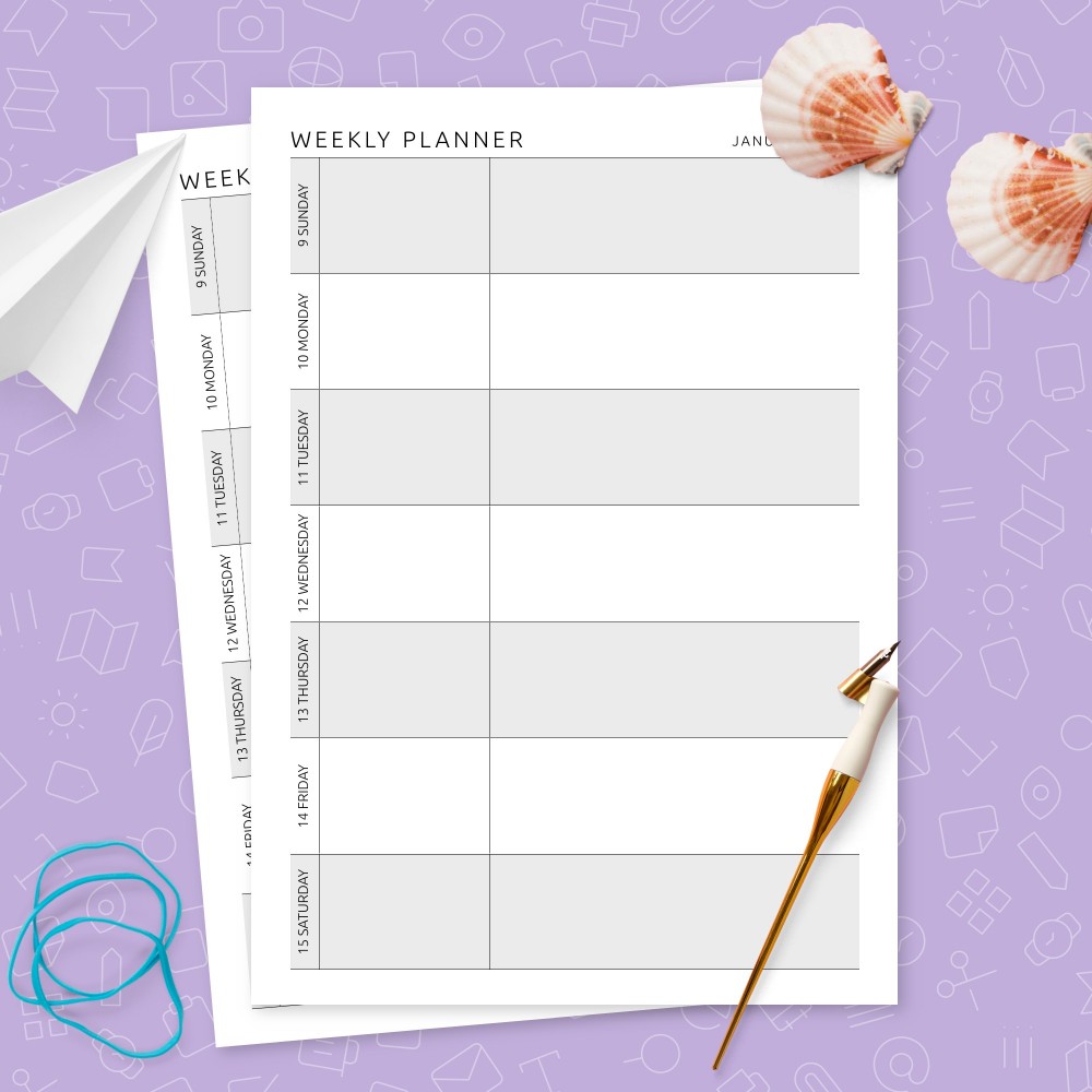 Download Printable Formal Weekly Planner Template One-page Format Template