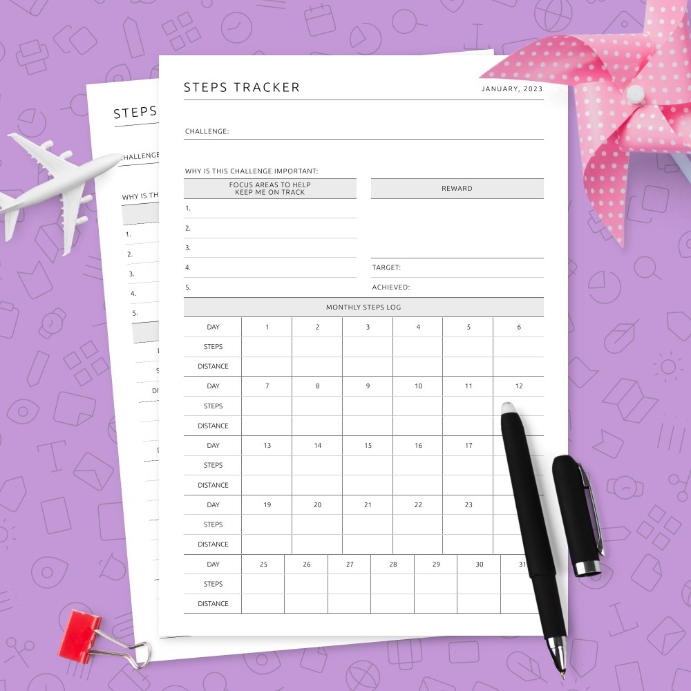 Download Printable Full Steps Tracker Template Template