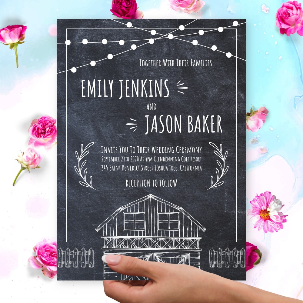 Customize and Download Funny Chalkboard Wedding Invitation