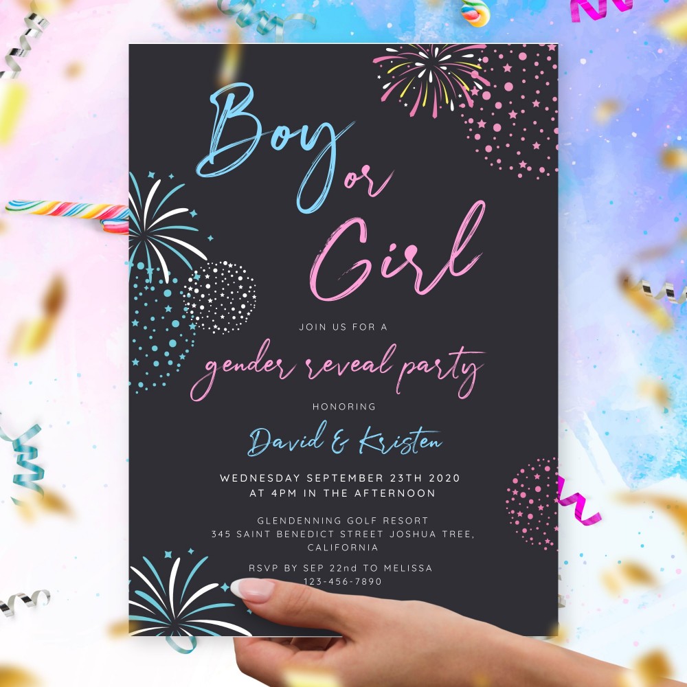 Customize and Download Gender Reveal Invitation - Dark Style