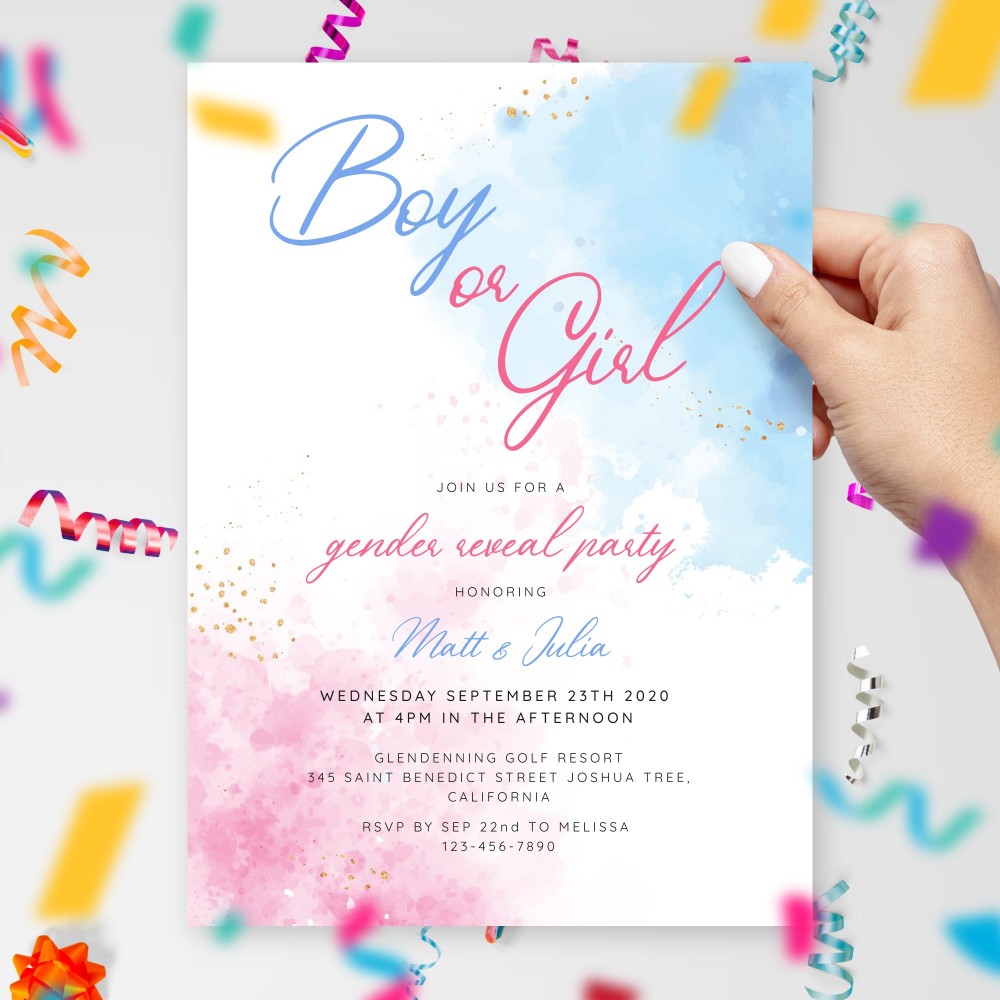 Gender Reveal Invitations Download PDF Or Order Prints