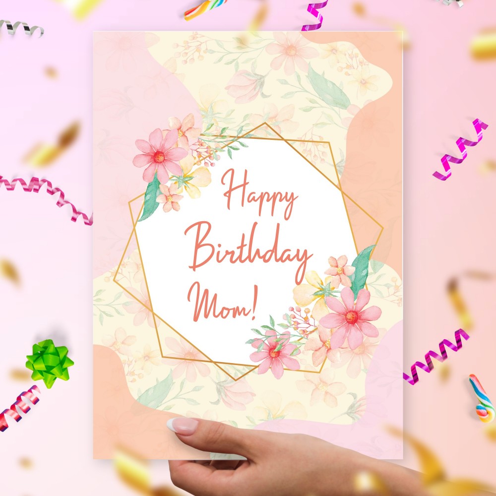 Customize and Download Greeting Card For Mom Birthday - Pastel Style
