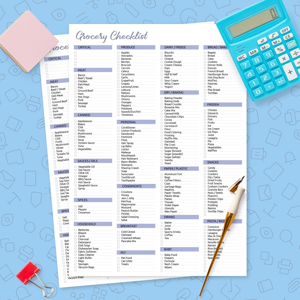 Download Printable Grocery Checklist Template Template