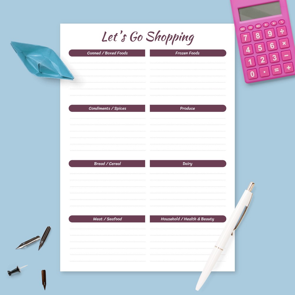 Download Printable Grocery Checklist Template