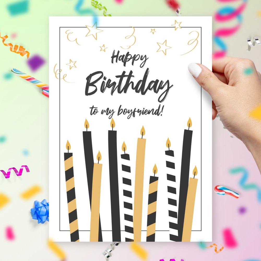 Customize and Download Happy Birthday Card For Boyfriend With Candles