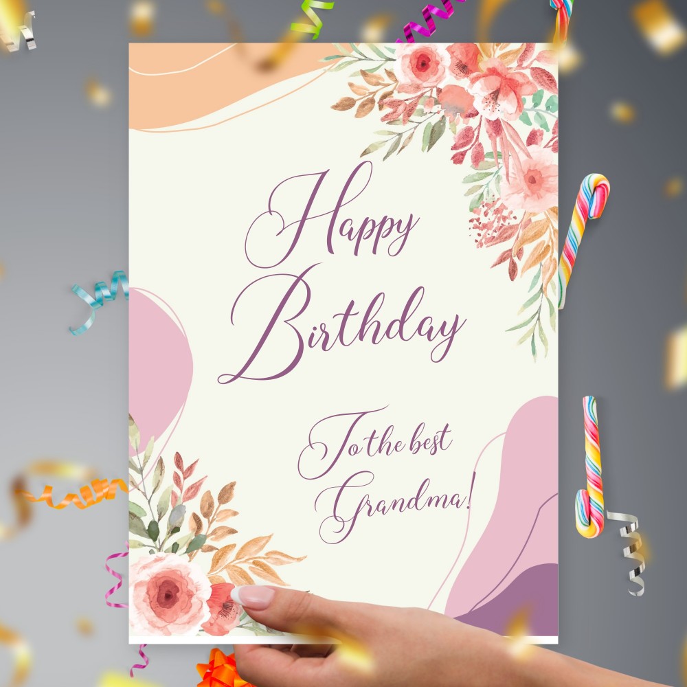 Customize and Download Happy Birthday Grandma Birthday Card - Floral Style