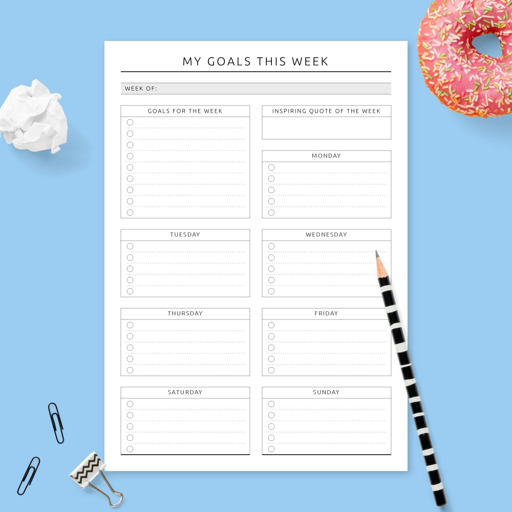 Download Printable Inspiring Weekly Goal Planner Template