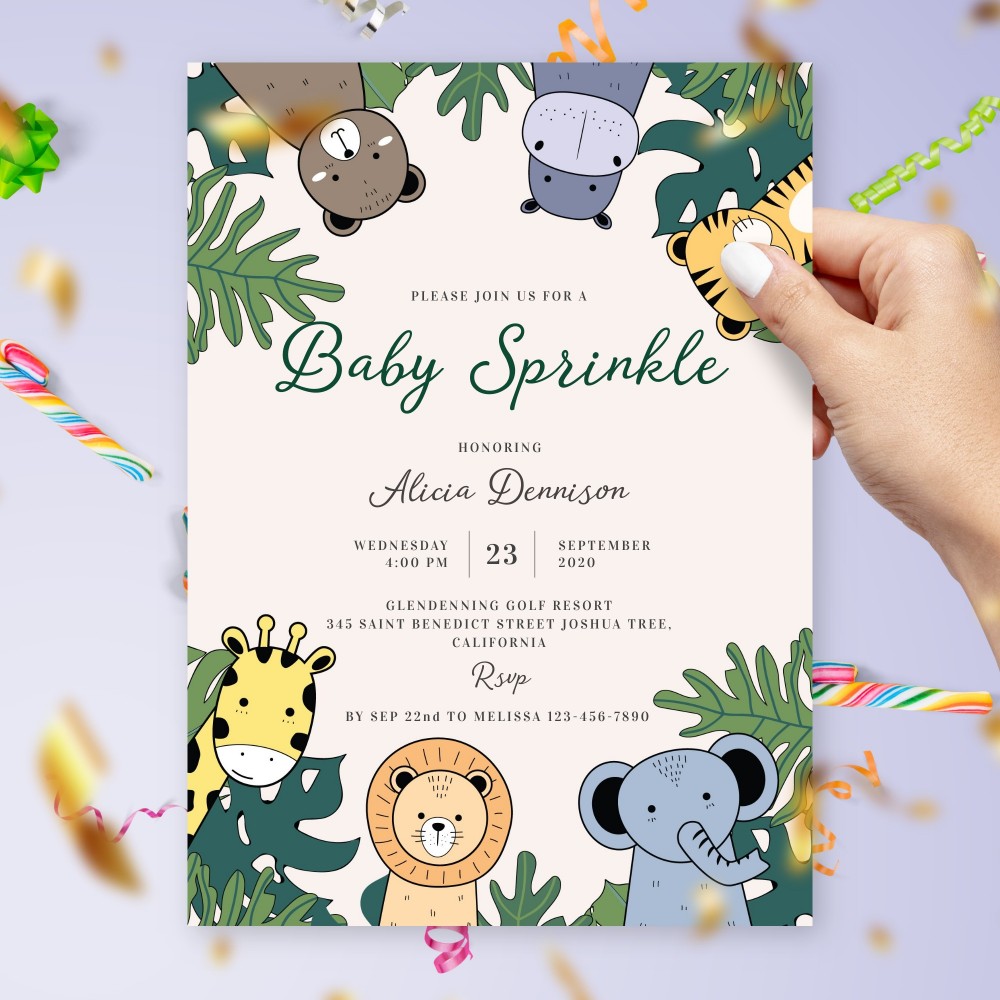 Customize and Download Jungle Baby Sprinkle Invitation