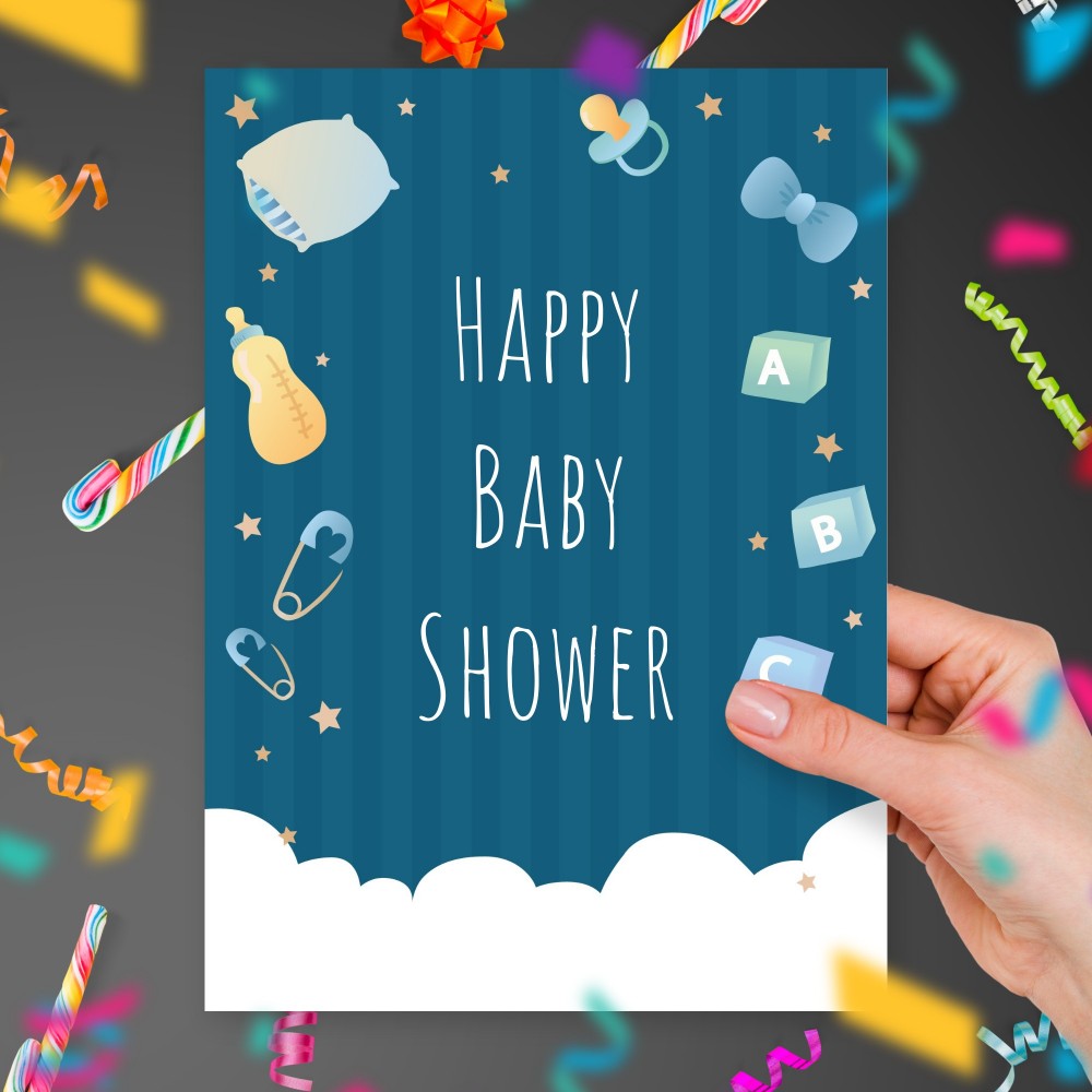 Customize and Download Kids Belongings Baby Shower Greeting Card