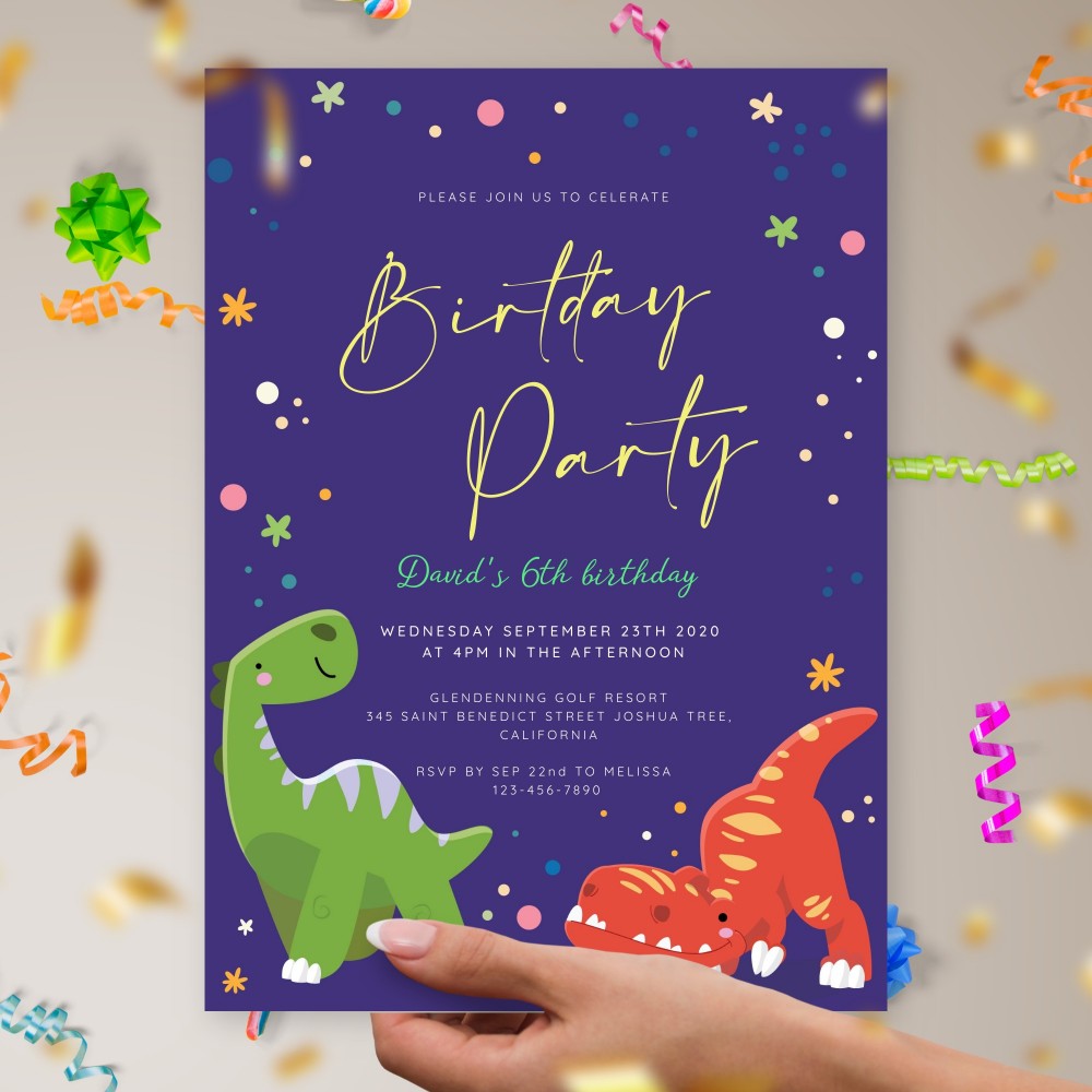 DIGITAL FILE BKA021 Personalized Electronic Birthday Invitation 5th Birthday Party Invite Kids Digital Invitation