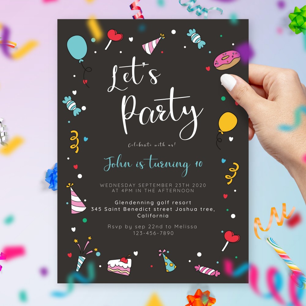 Customize and Download Kids Birthday Invitation - Dark Style
