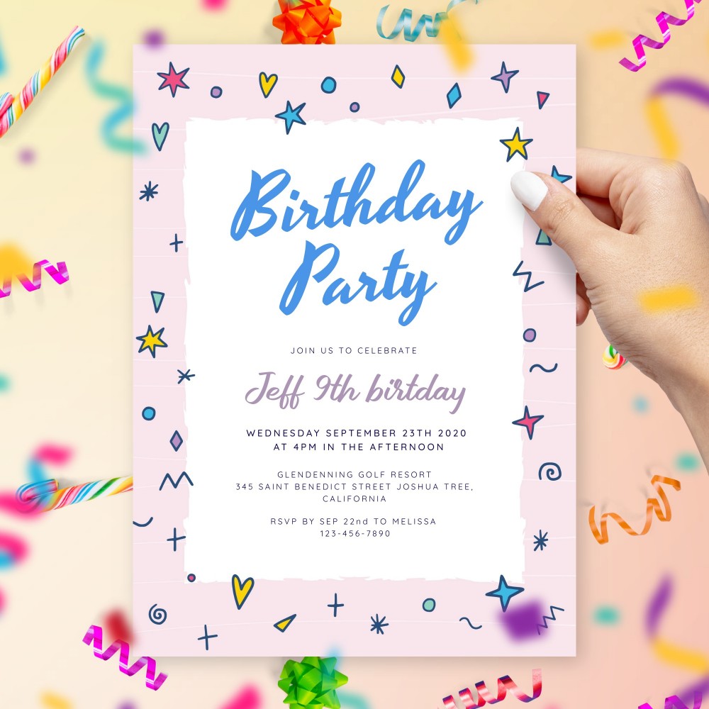 Customize and Download Kids Birthday Invitation - Pink Style With Stars