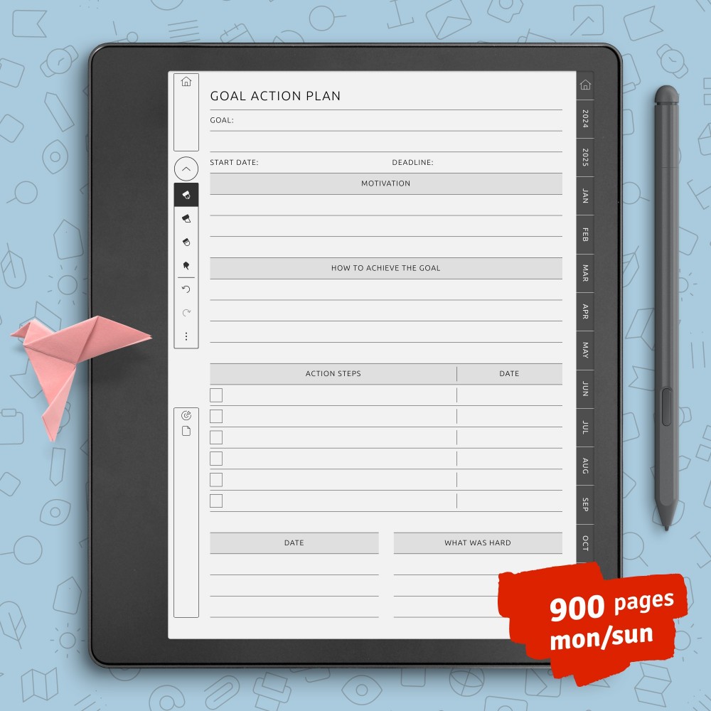 Download Kindle Scribe Goal Planner for GoodNotes, Notability