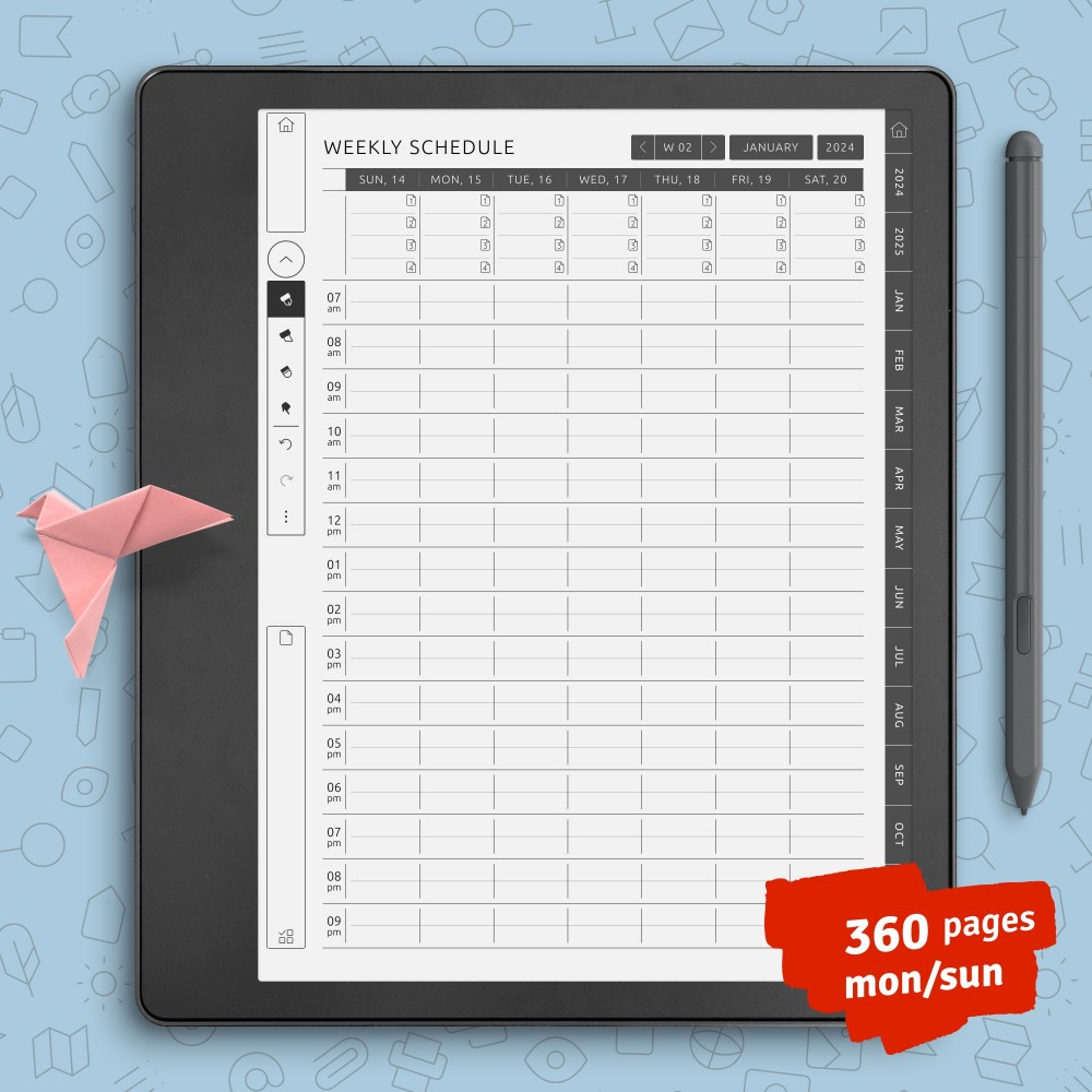 Download Kindle Scribe Weekly Journal for GoodNotes, Notability