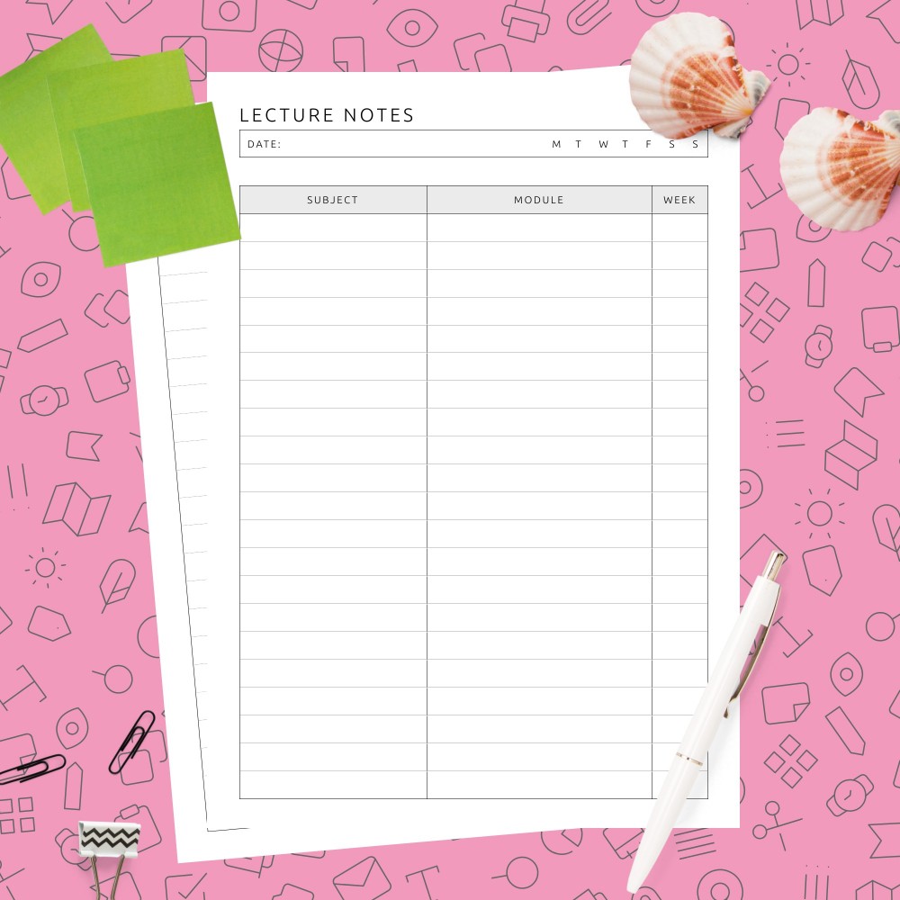 Lecture Notes Template Template Printable PDF