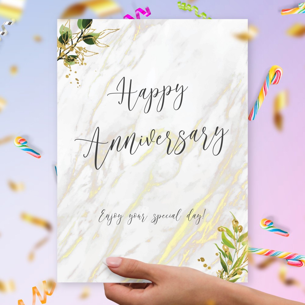 Customize and Download Marble Style Happy Anniversary Card