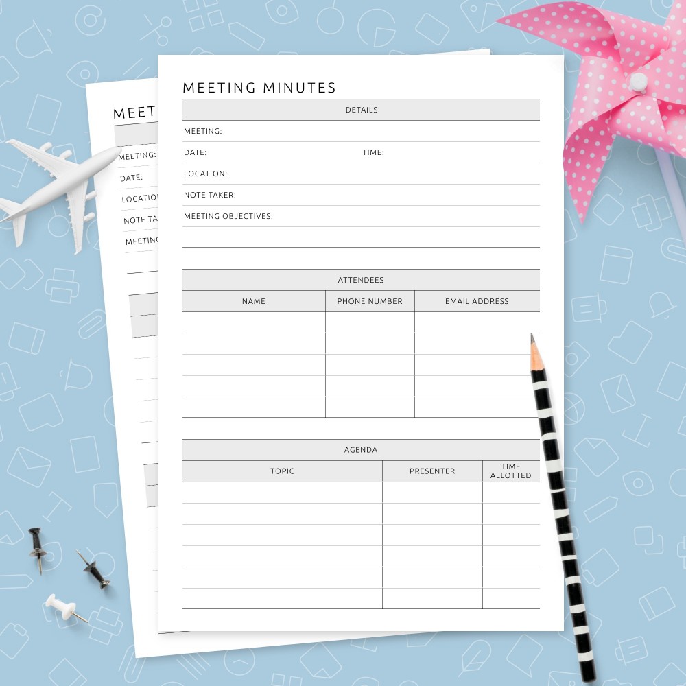 Download Printable Meeting Minutes Plan Template  Template