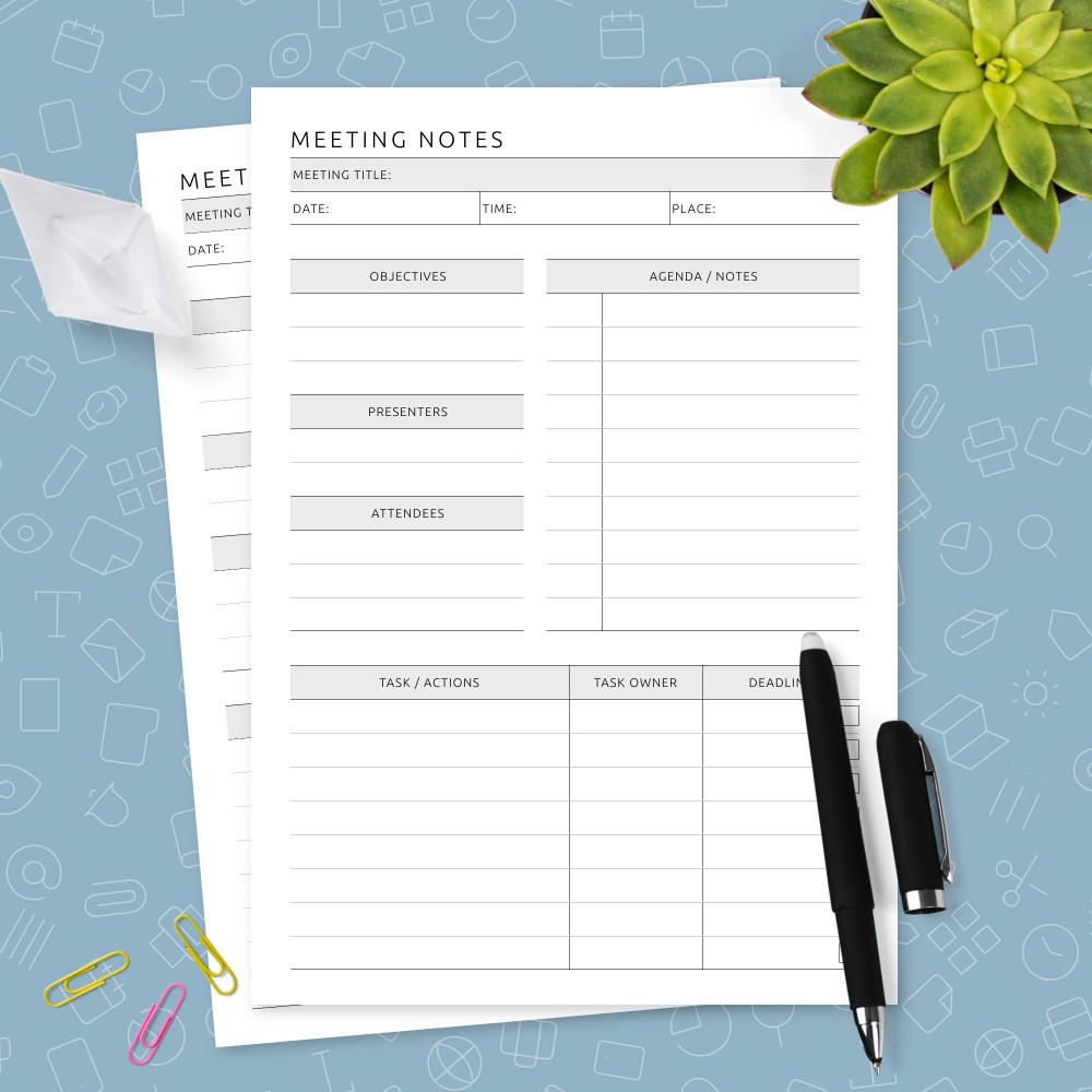 Download Printable Meeting Plan with Notes Template Template