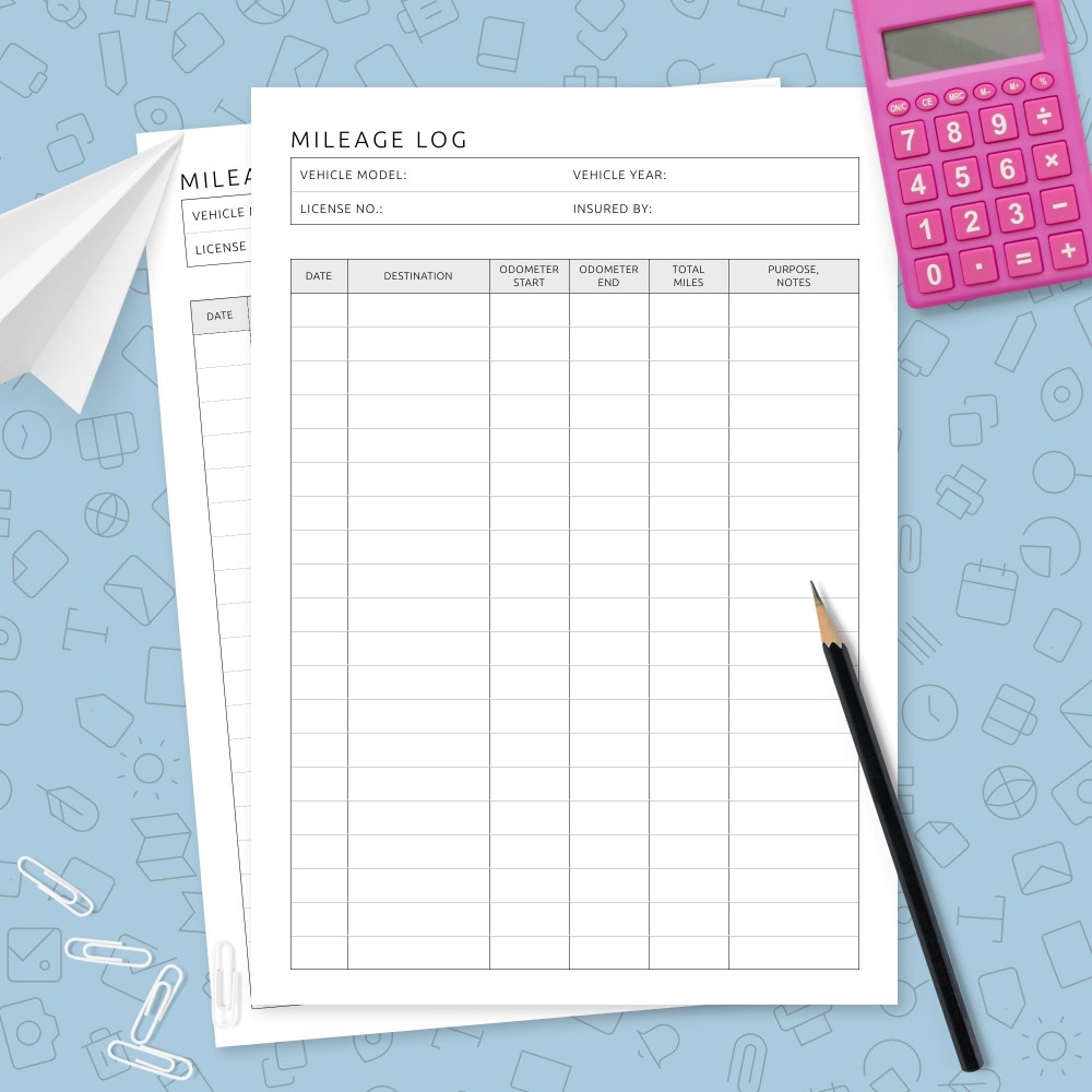 Download Printable Mileage Log Template Template