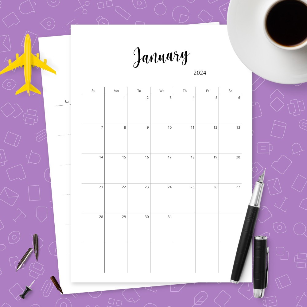Download Printable Minimal Monthly Calendar Template Template