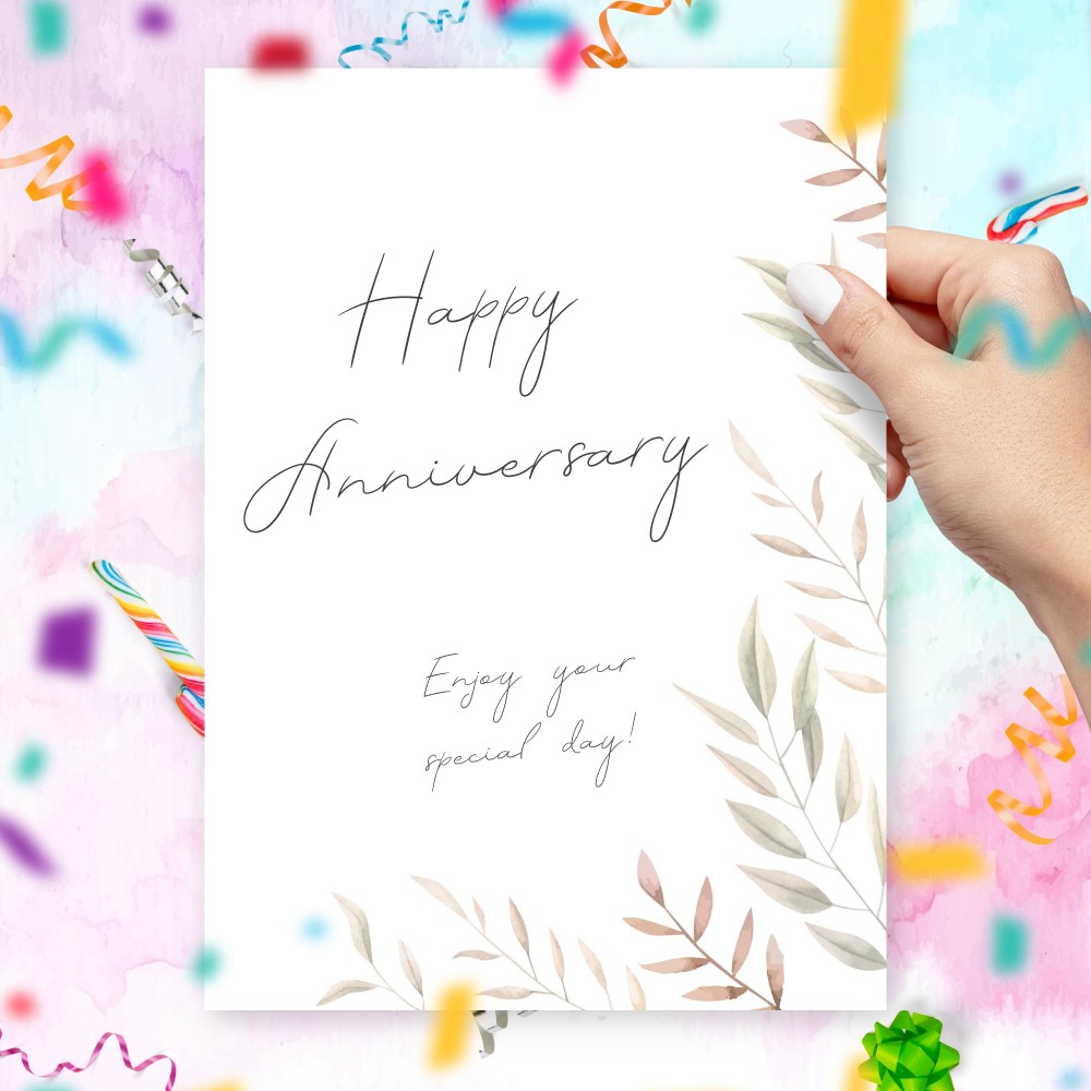 Customize and Download Minimalist Style Happy Anniversary Card