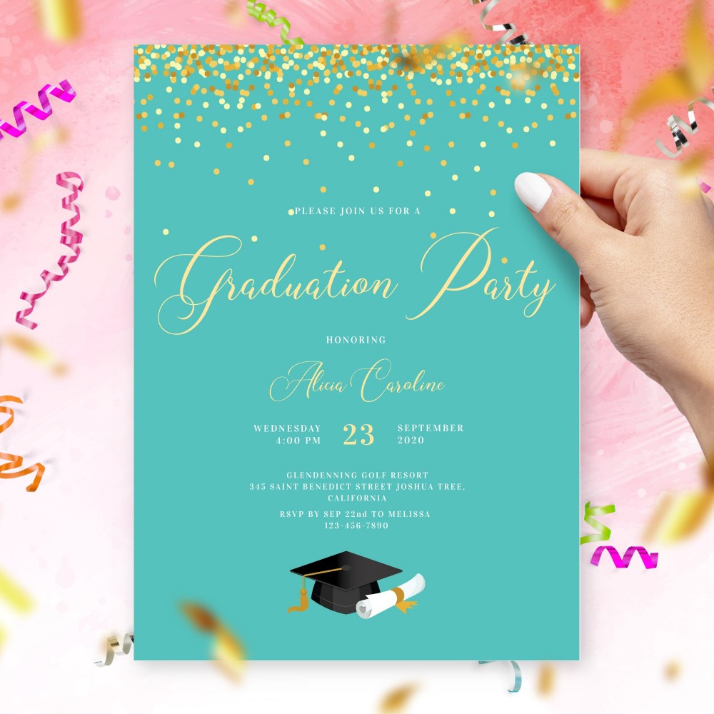 Customize and Download Mint Editable Custom Graduation Invitation