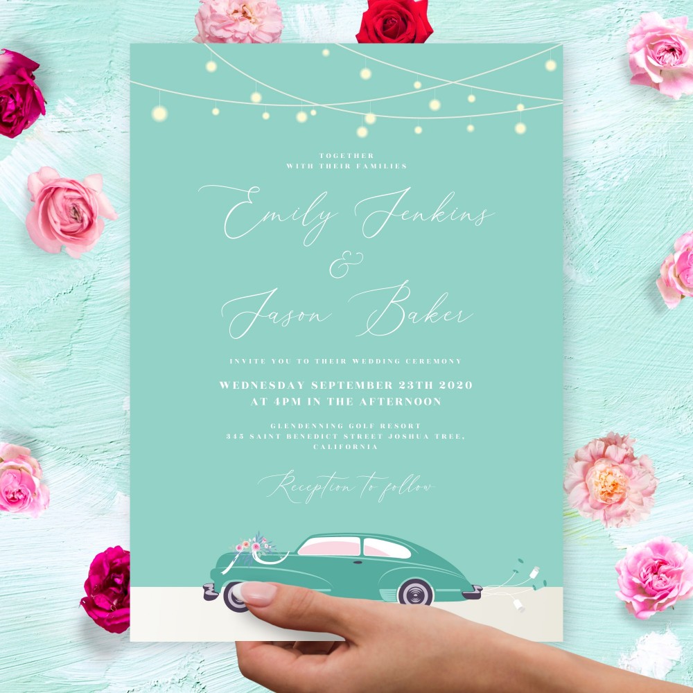 Customize and Download Modern Mint Destination Wedding Invitation