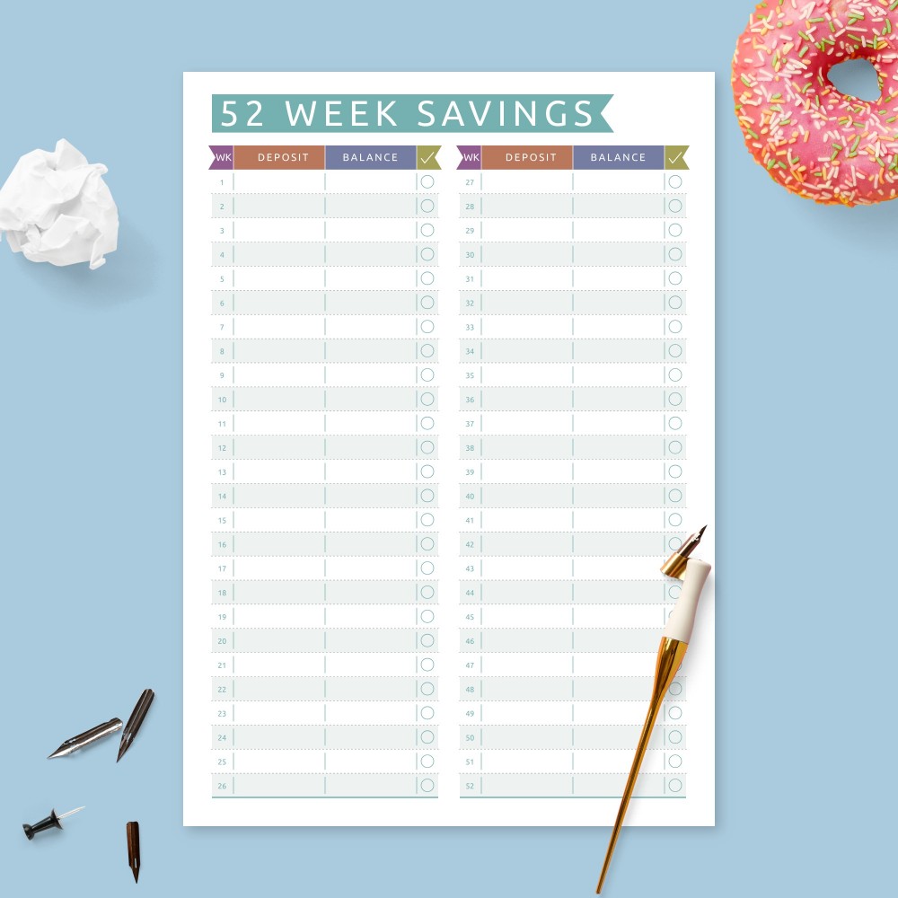 Download Printable Money Saving Tracker - Colored Design Template