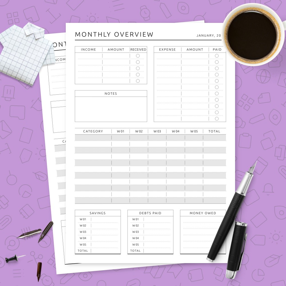 Download Printable Monthly Budget Overview Template Template