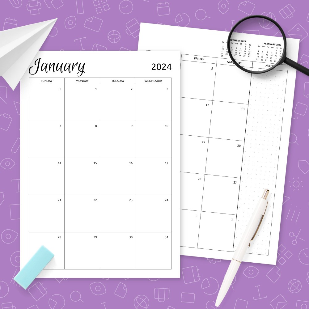 Download Printable Monthly Calendar Template Template