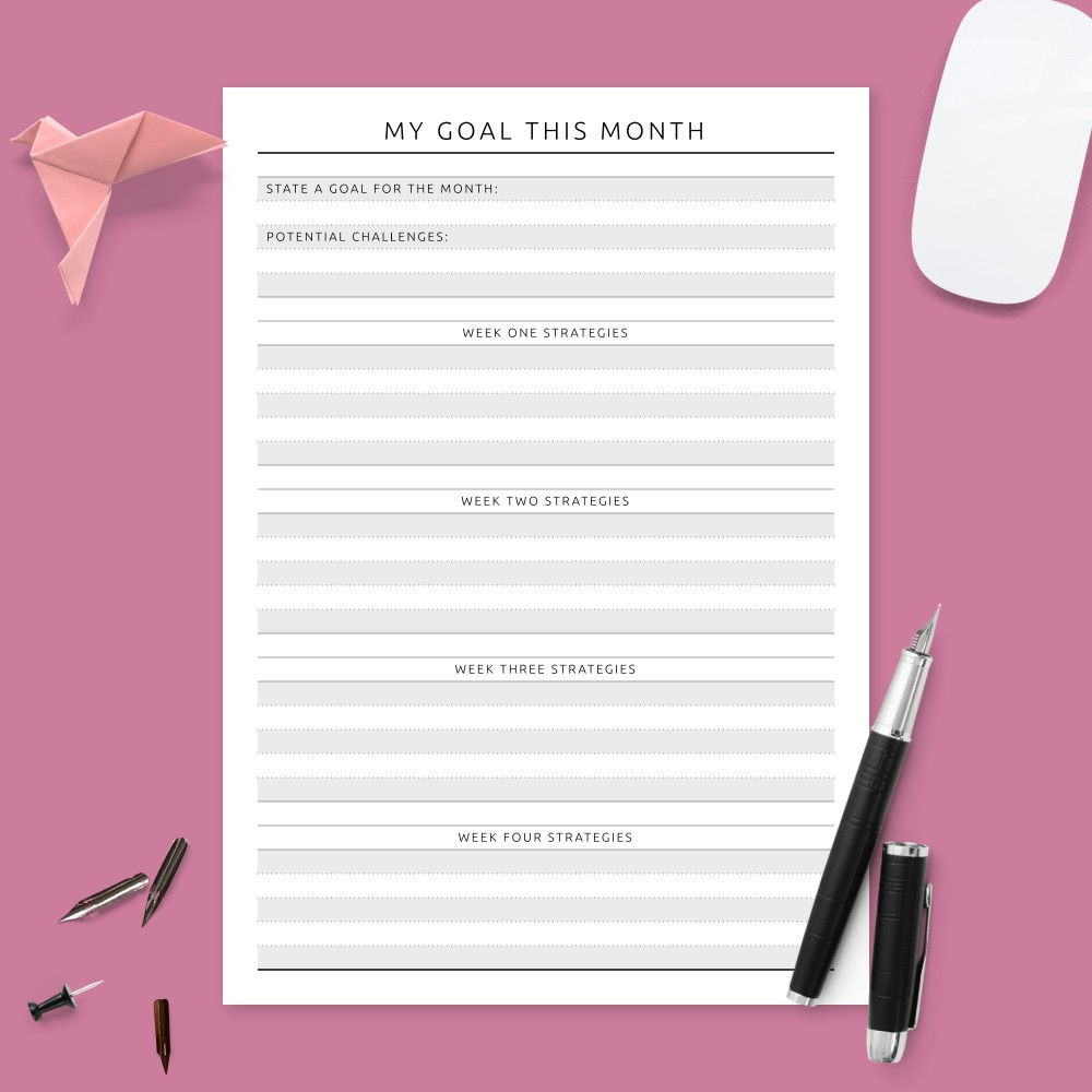 Download Printable Monthly Goal Strategies Template