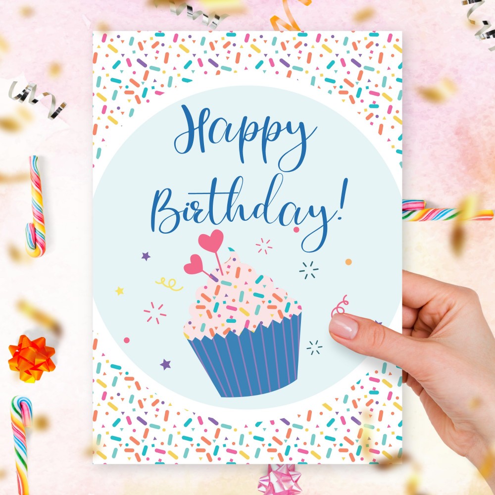 Customize and Download Muffin Confetti Birthday Card For Her