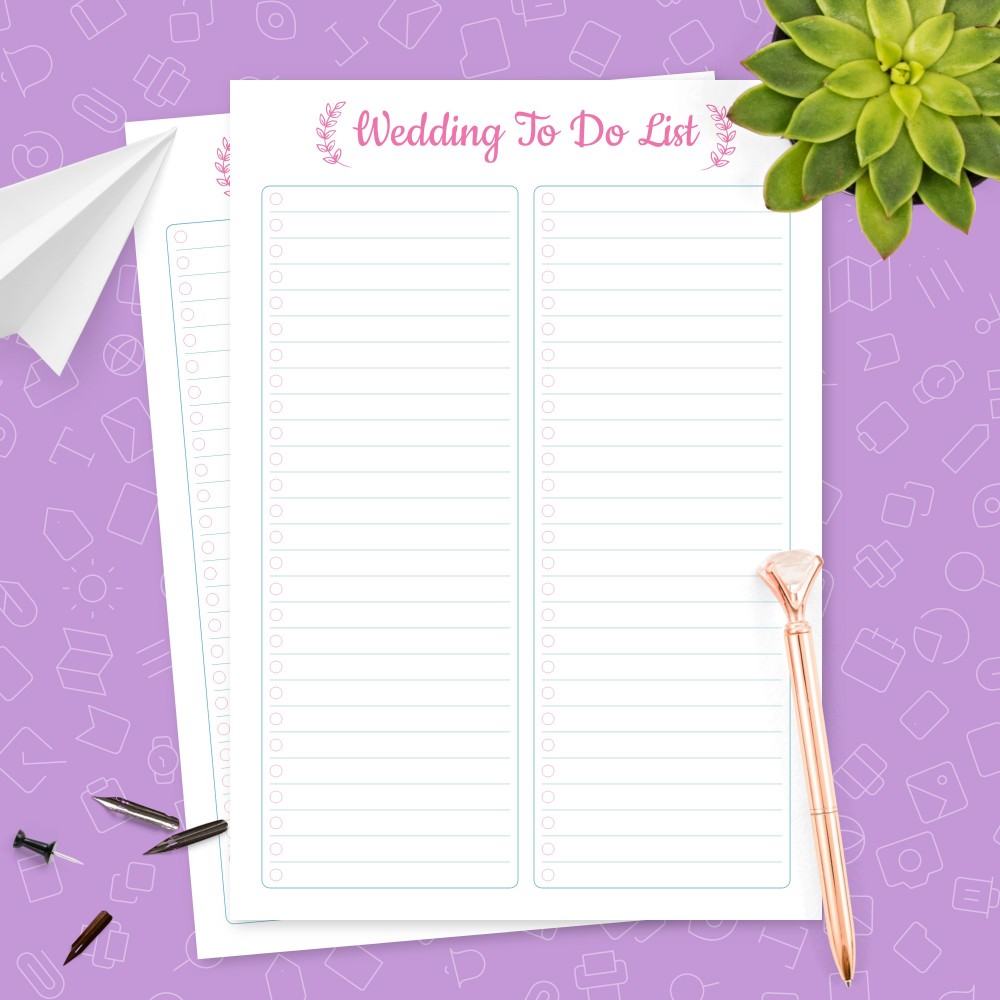 Download Printable Nice Wedding To Do List Template