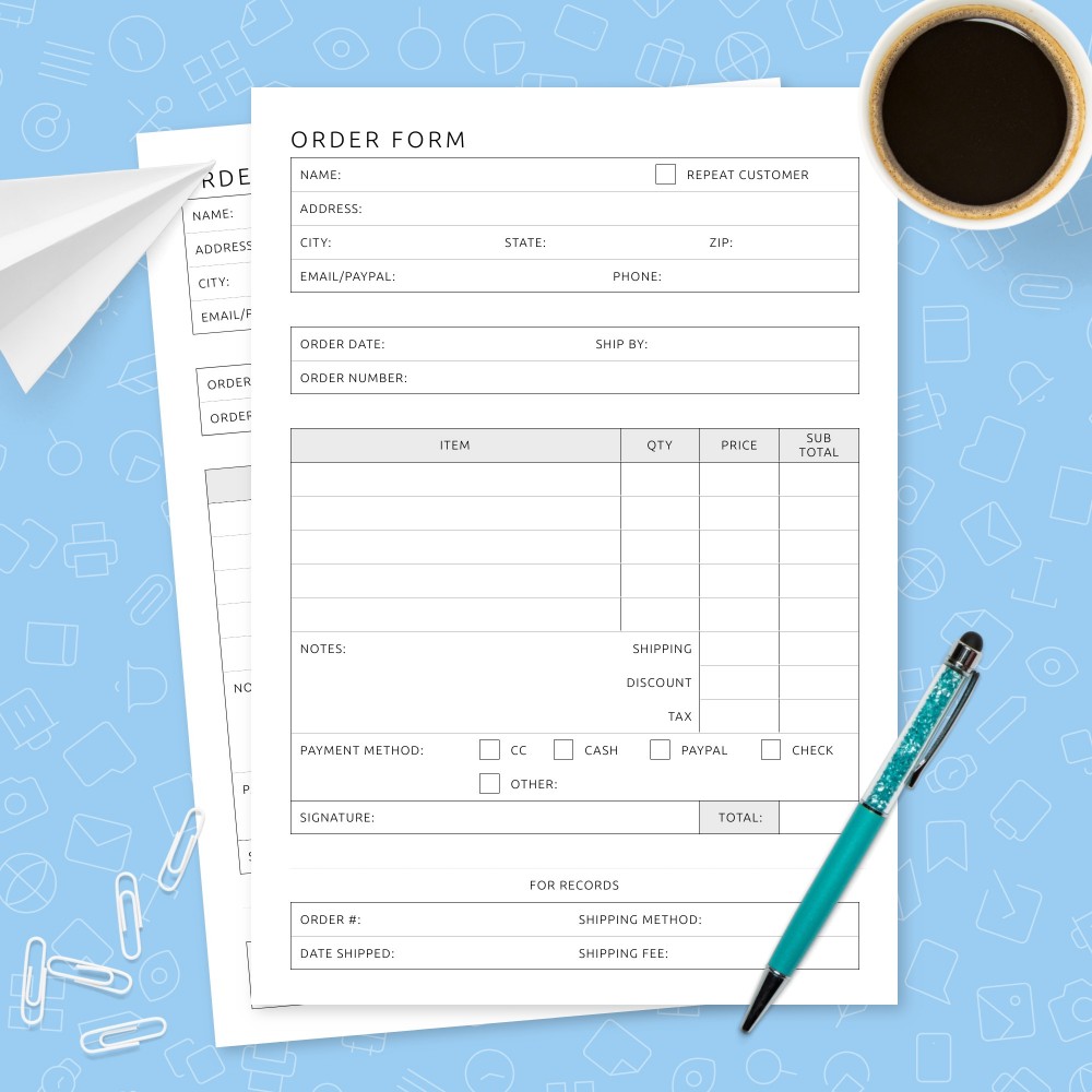 Download Printable Order Form Template Template