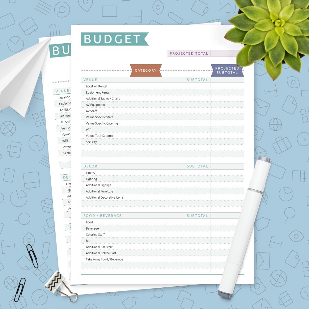Download Printable Party Budget Template - Casual Style Template