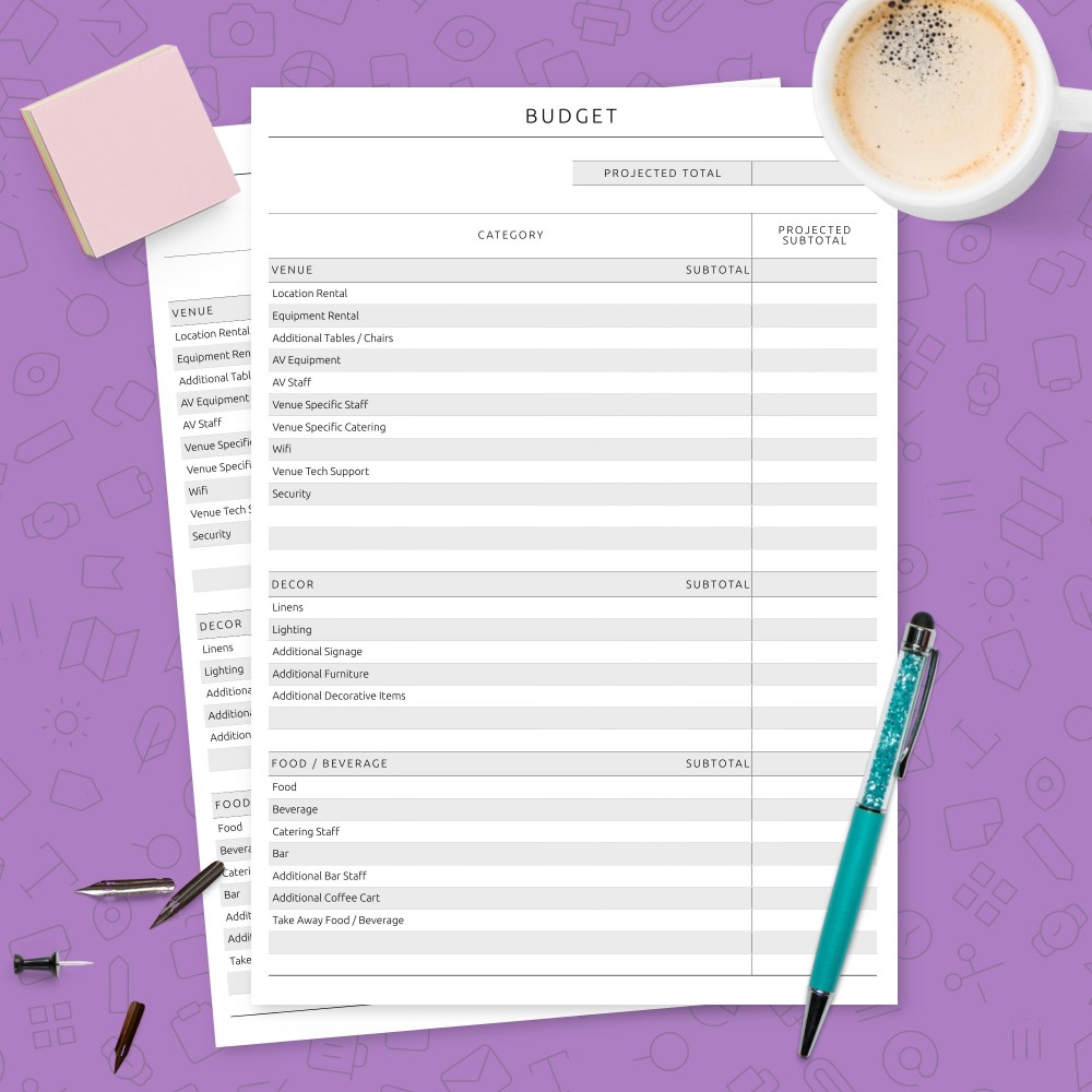 Download Printable Party Budget Template - Original Style Template