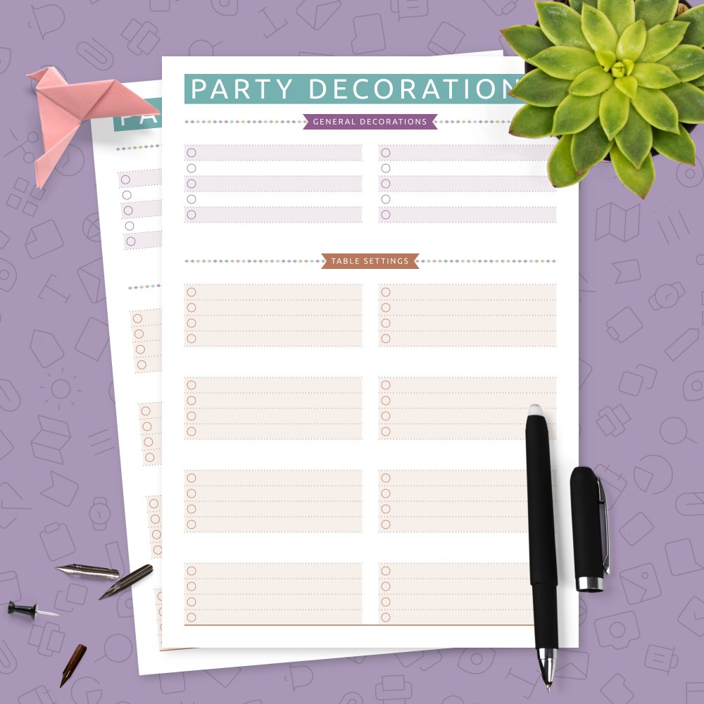 Download Printable Party Decorations List - Casual Style Template