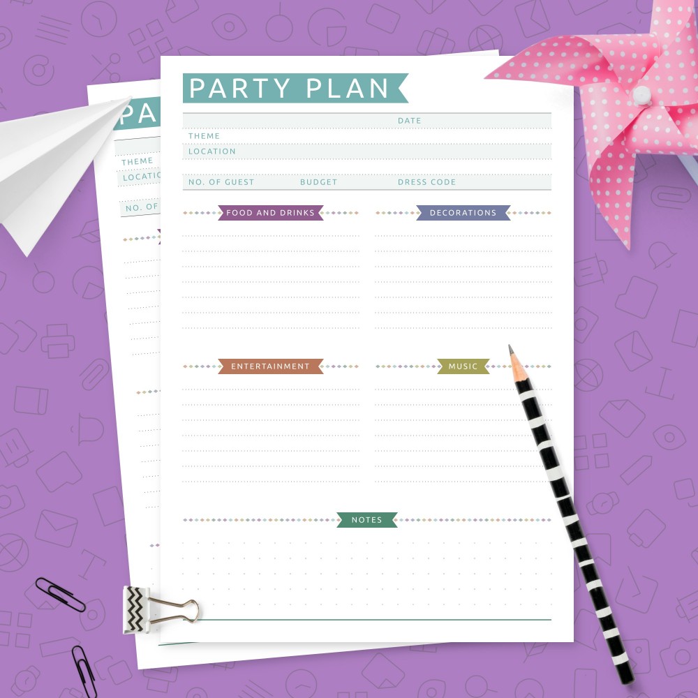 Download Printable Party Plan - Casual Style Template