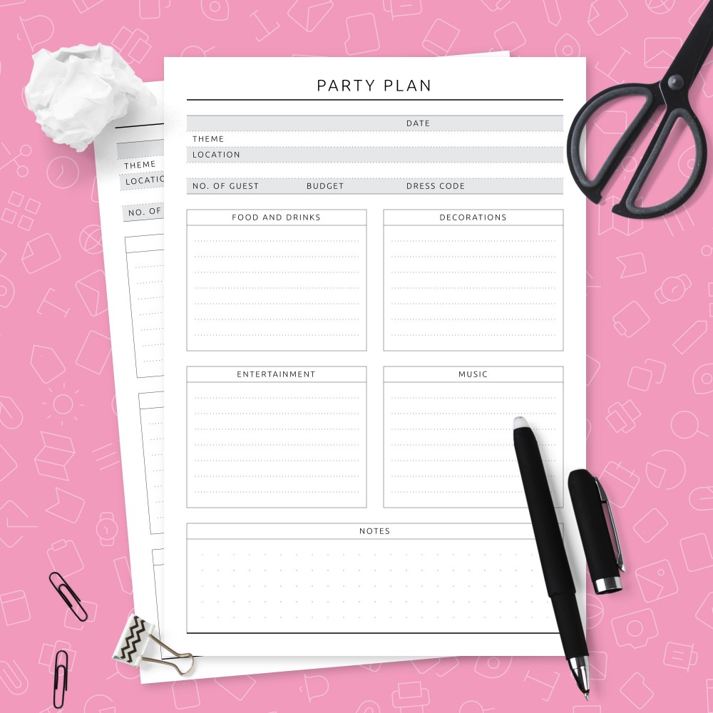 Download Printable Party Plan - Original Style Template