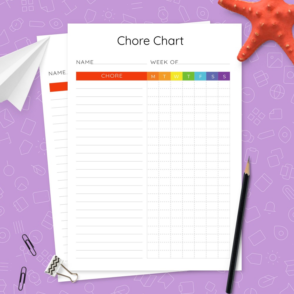 Download Printable Personal Chore Chart Template  Template