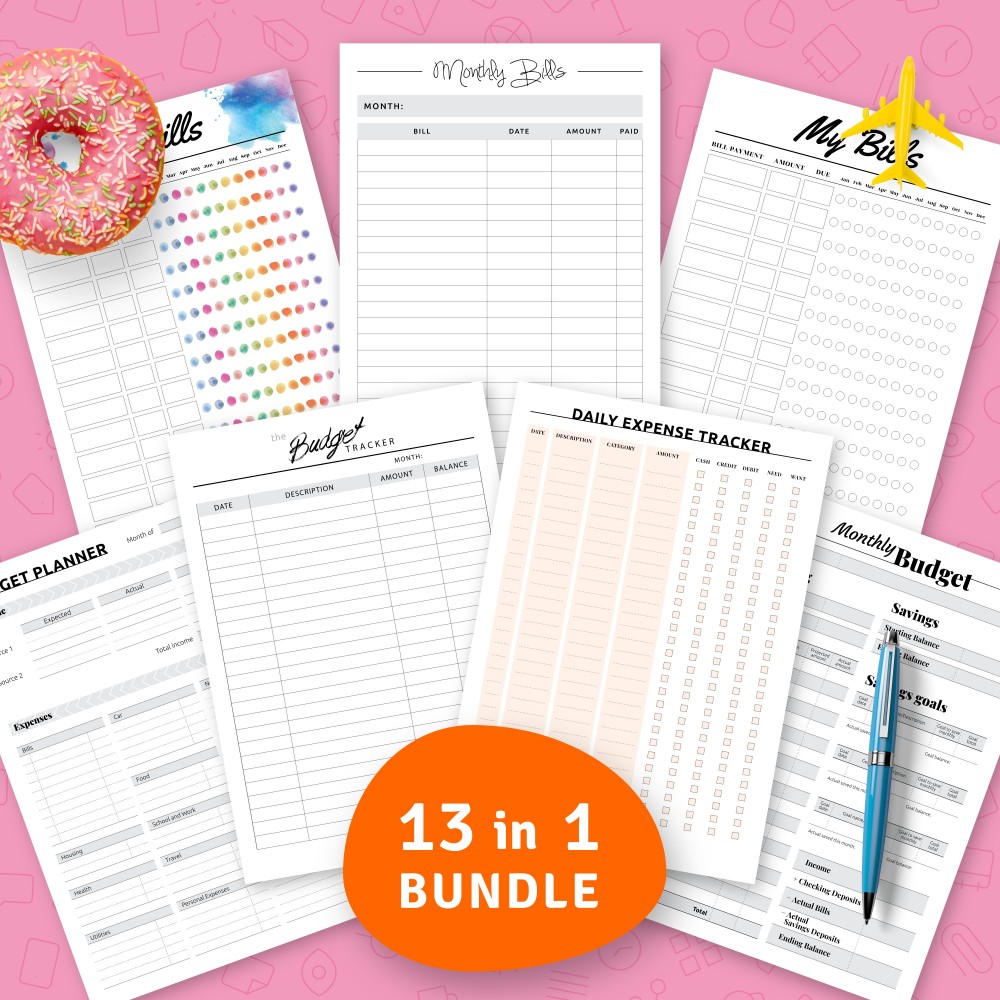Download Printable Personal Goal-oriented Budget Planner Bundle (13 in 1) Template
