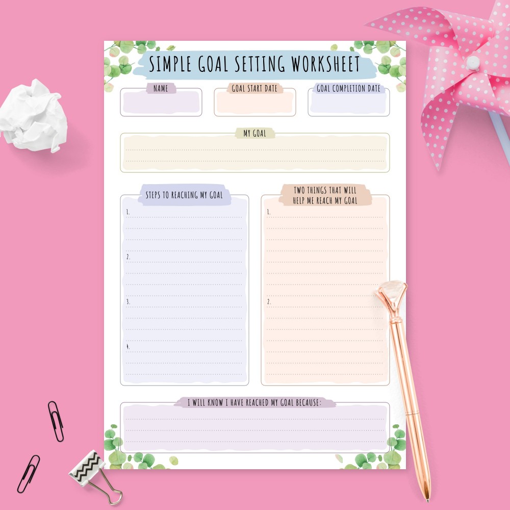 Download Printable Personal Goal Planning - Botanical Design Template