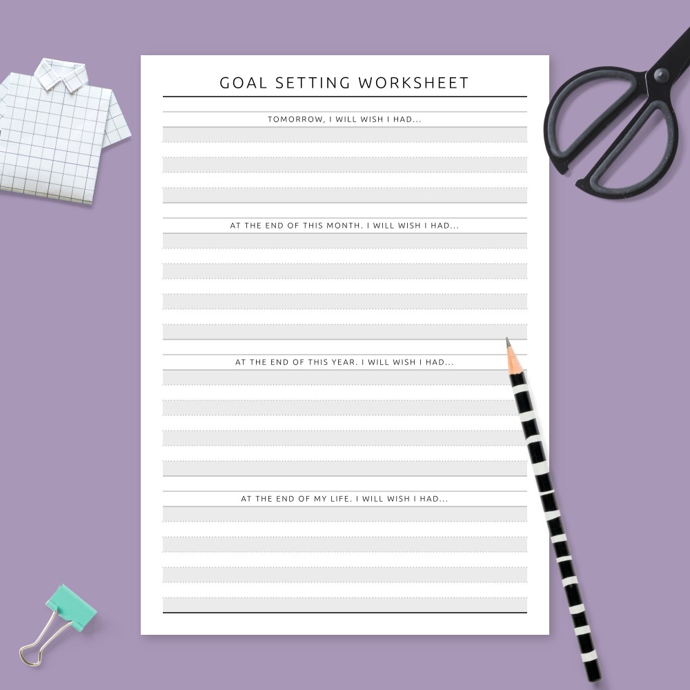 Personal Goal Setting Page Template Printable PDF