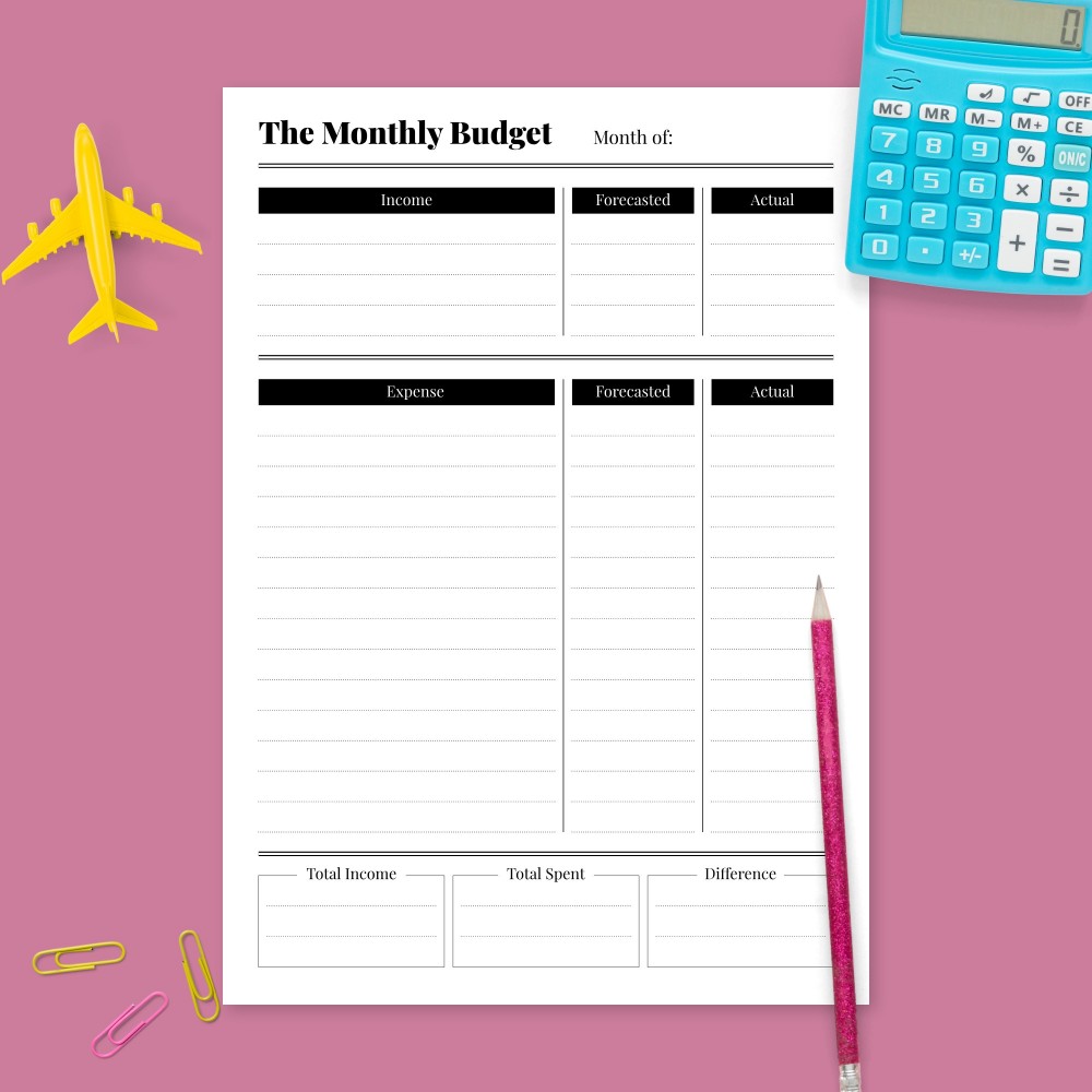 Download Printable Personal Monthly Budget Planner Template