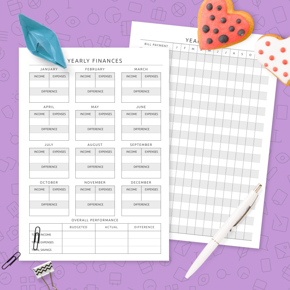 Download Printable Personal Yearly Finances and Bills Template Template